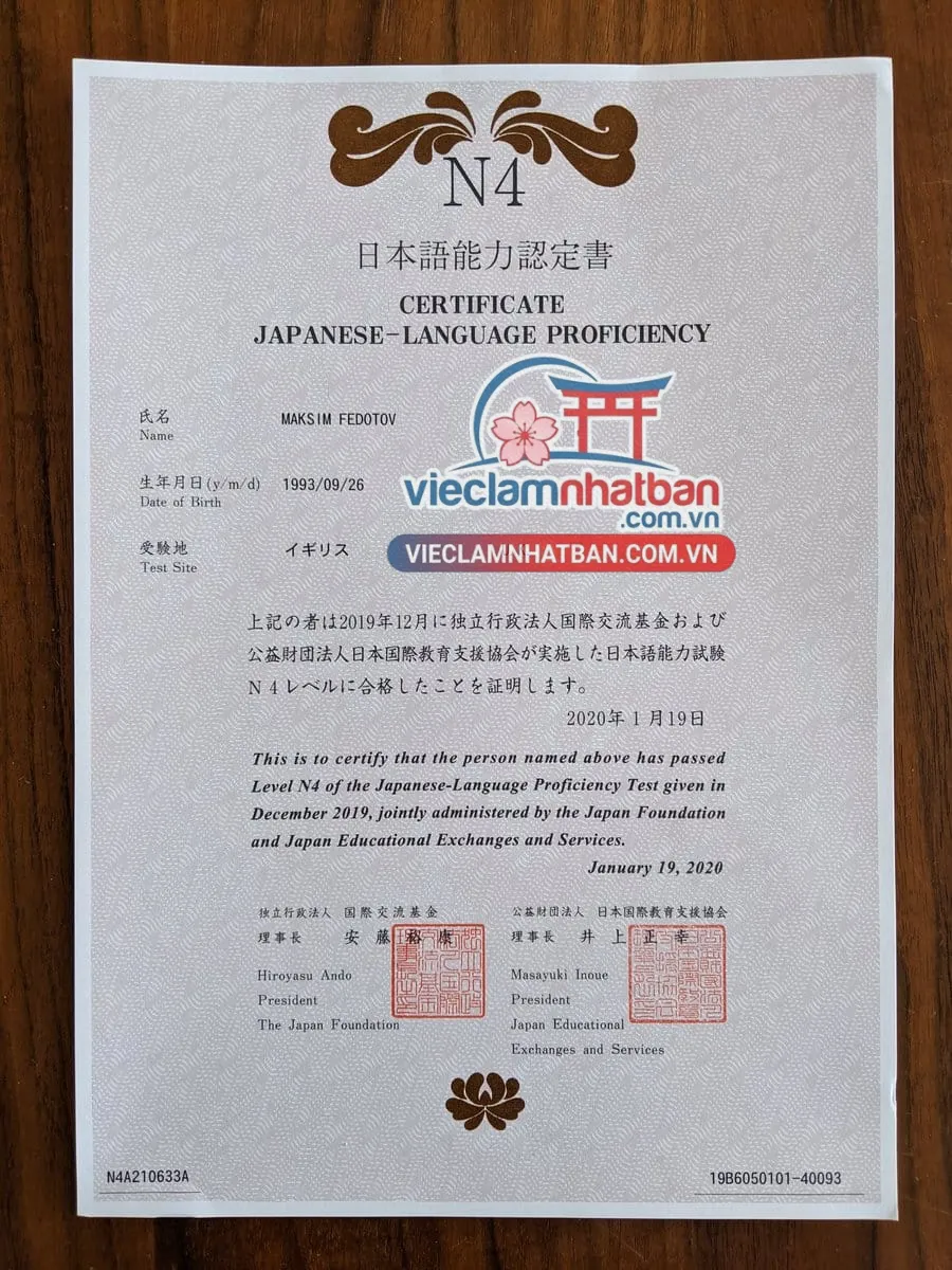 Chứng chỉ Tiếng Nhật JLPT